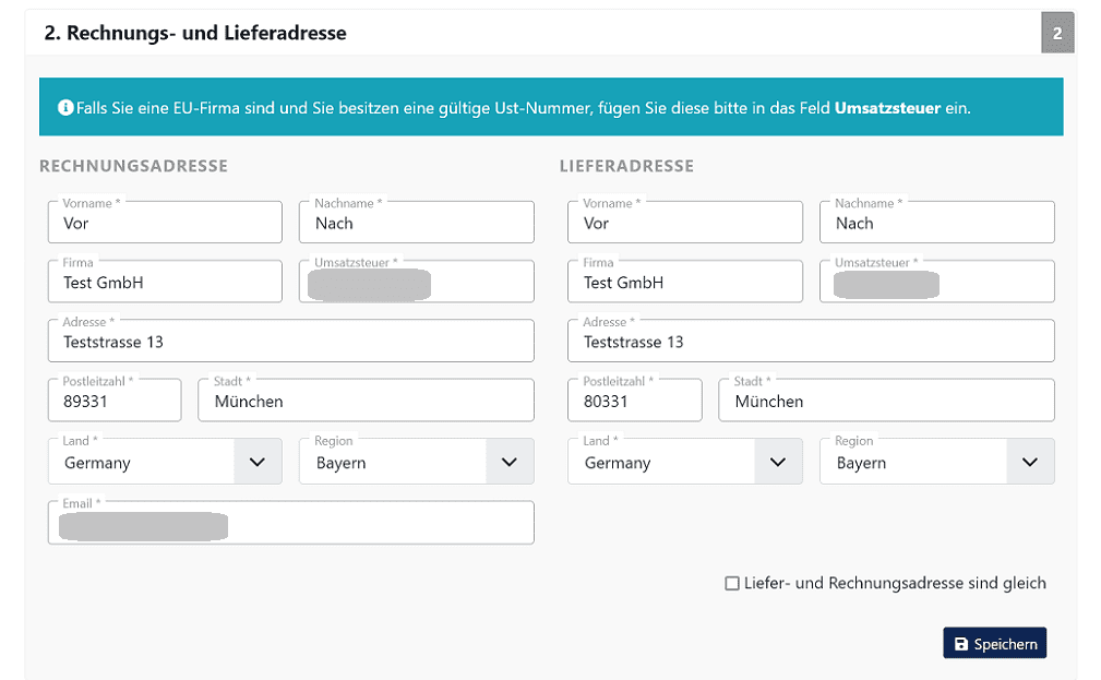 Phoca Cart - Platzhalteranzeige von Formularfeldern